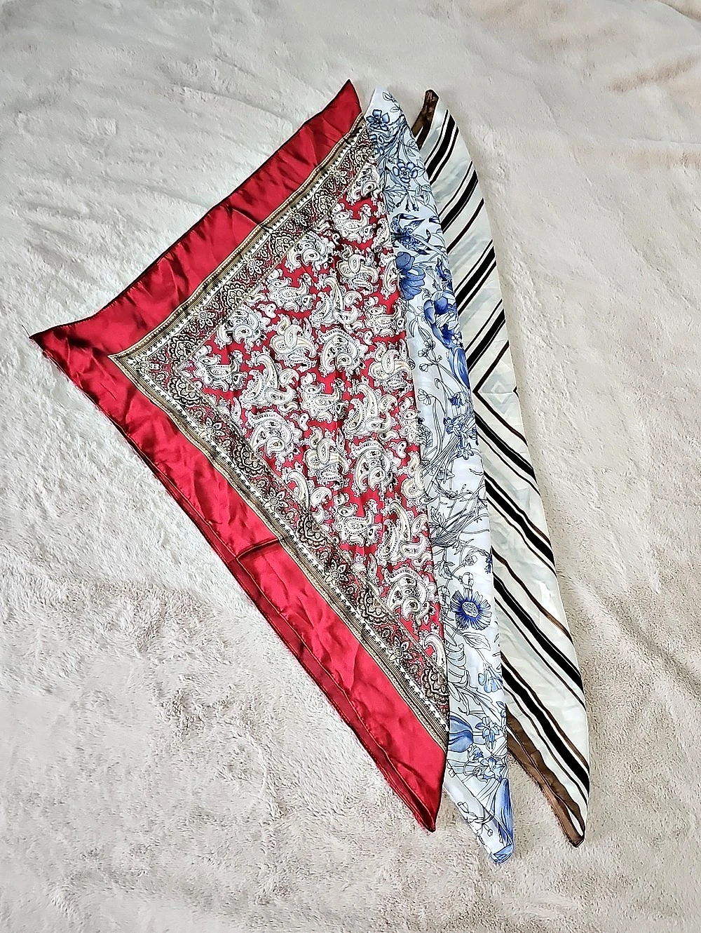3-Piece Satin Textured Scarf Set